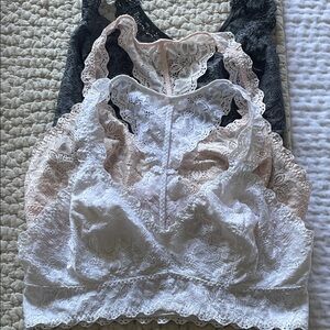 Lace Bralette Set in White, Pink, and Black